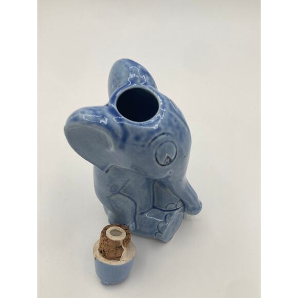Vintage German Elephant Decanter Blue Ceramic with Stopper - Picture 5 of 7